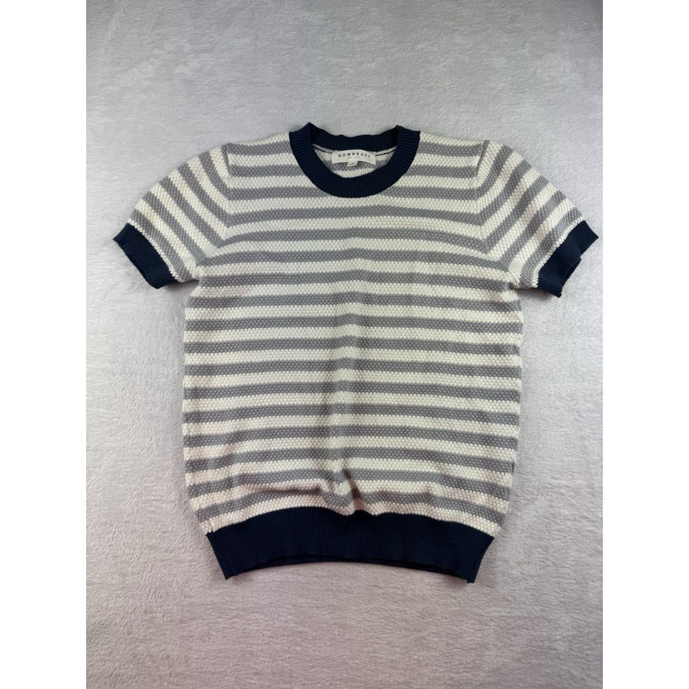 Down East Women's Blue & White Stripe Sweater Blouse Coastal Old Money Prep